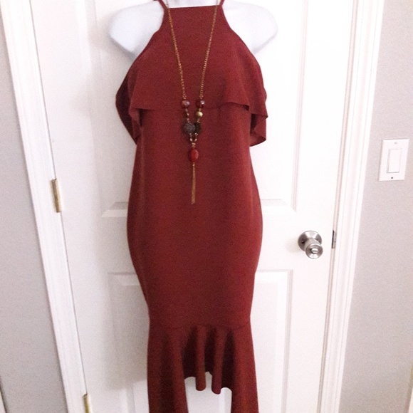 Boohoo maternity red orange dress size 6 - Picture 3 of 8